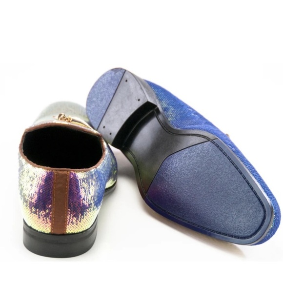 ROSE PEARL/GOLD SEQUIN DRESS LOAFER ABSOLUTELY STUNNING MOTHER OF PEARL SHINE - Picture 4 of 9